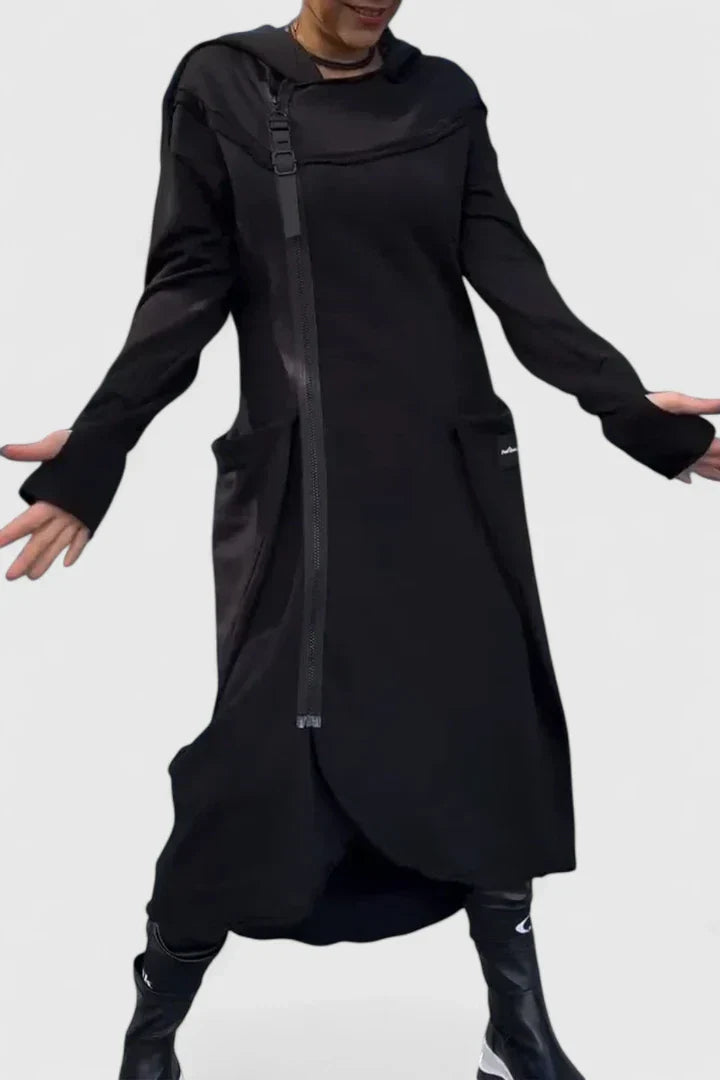 Natascha | Lässiges Langärmeliges Hoodie-Kleid mit Reißverschluss