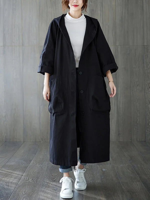Adelheid | Oversized Hettejakke Lang Casual Kåpe for Kvinner