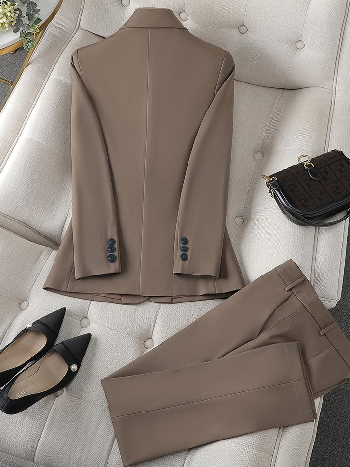 Lillian | Elegant Dame Blå Blazer og Bukse­sett
