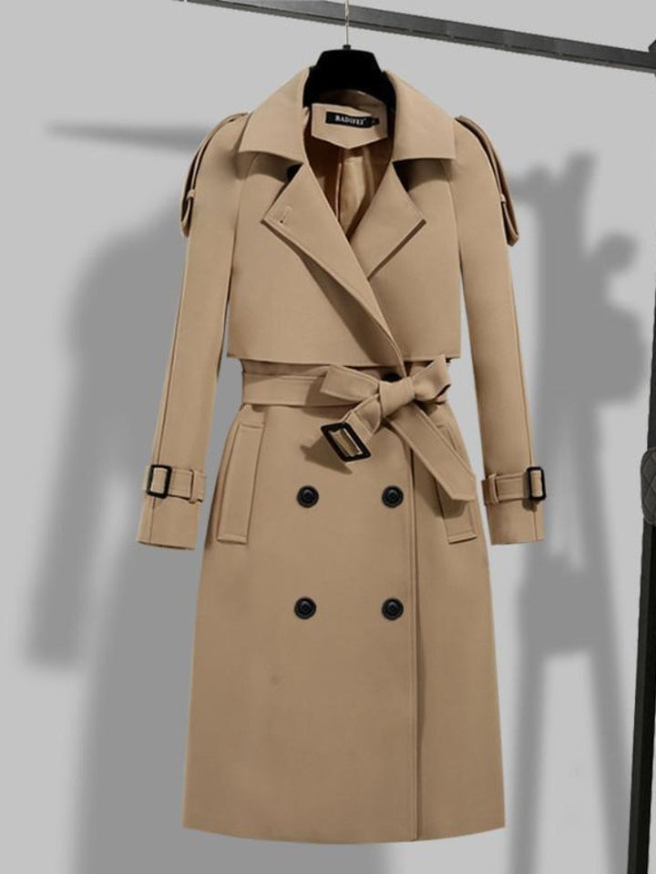 Jana | Damen Moderner Trenchcoat mit Gürtel und Schal