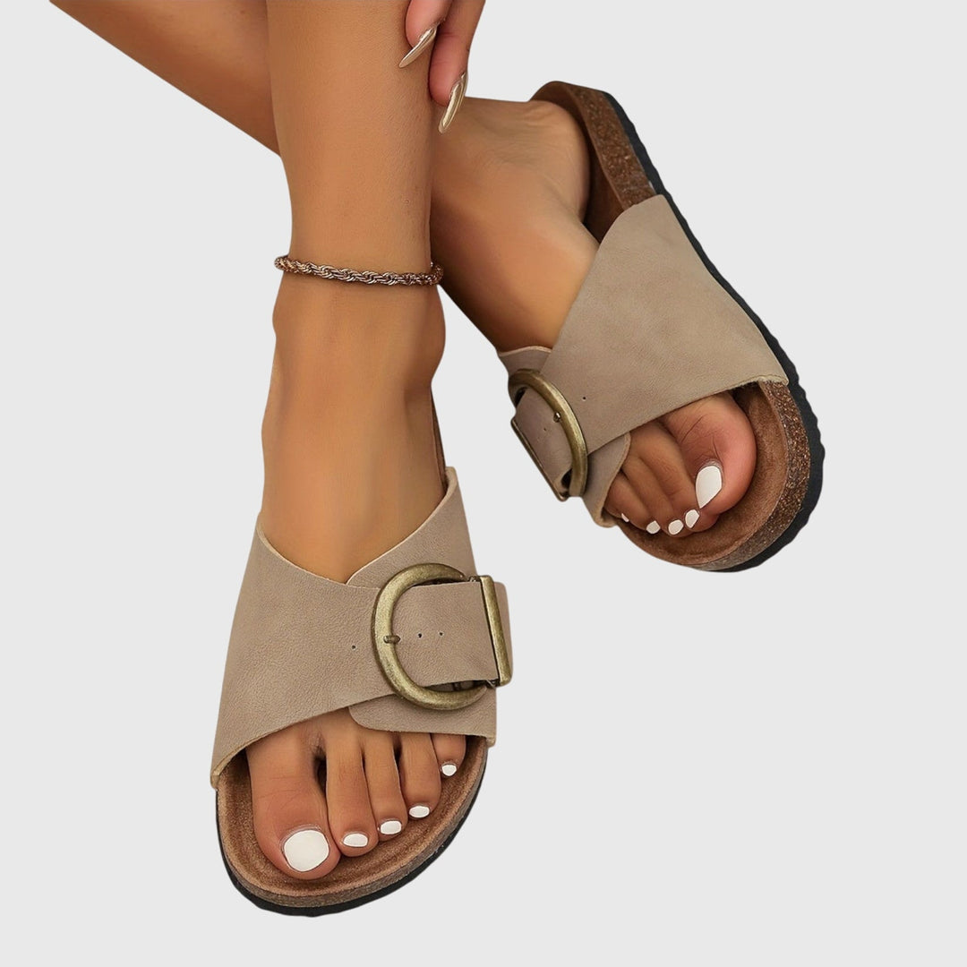 Frieda | Damen Lässige Slip-On-Sandalen mit Schnalle