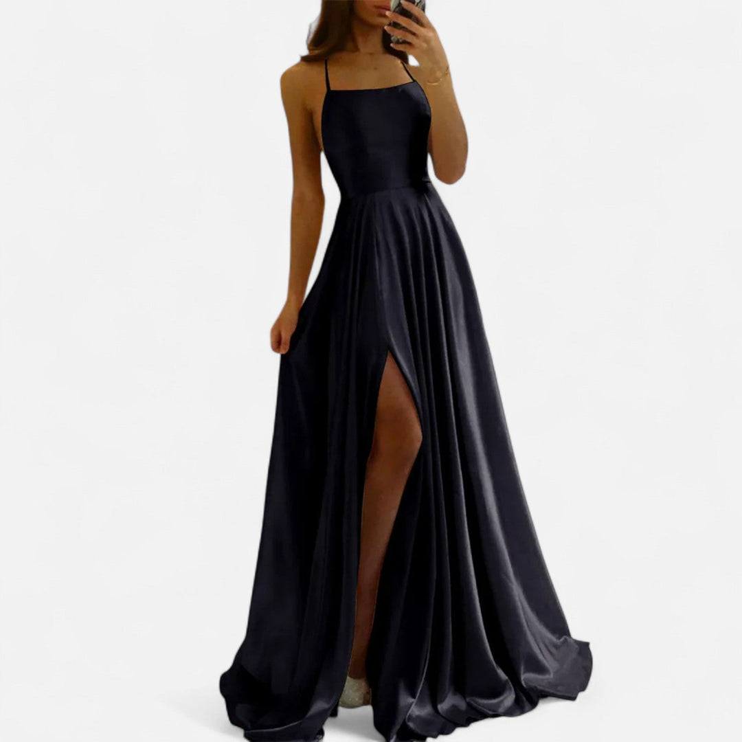 Katharina | Damen Ärmelloses Maxi-Formalkleid mit quadratischem Ausschnitt