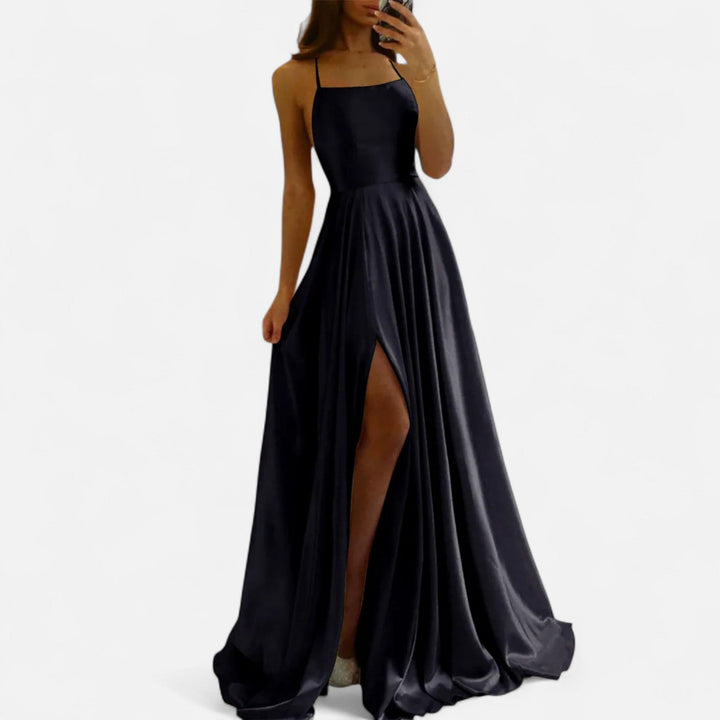 Katharina | Damen Ärmelloses Maxi-Formalkleid mit quadratischem Ausschnitt
