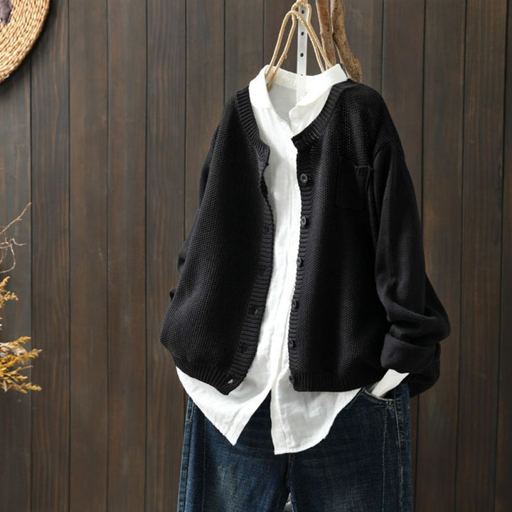 Kerstin | Damen Übergroße Strickjacke mit Knöpfen