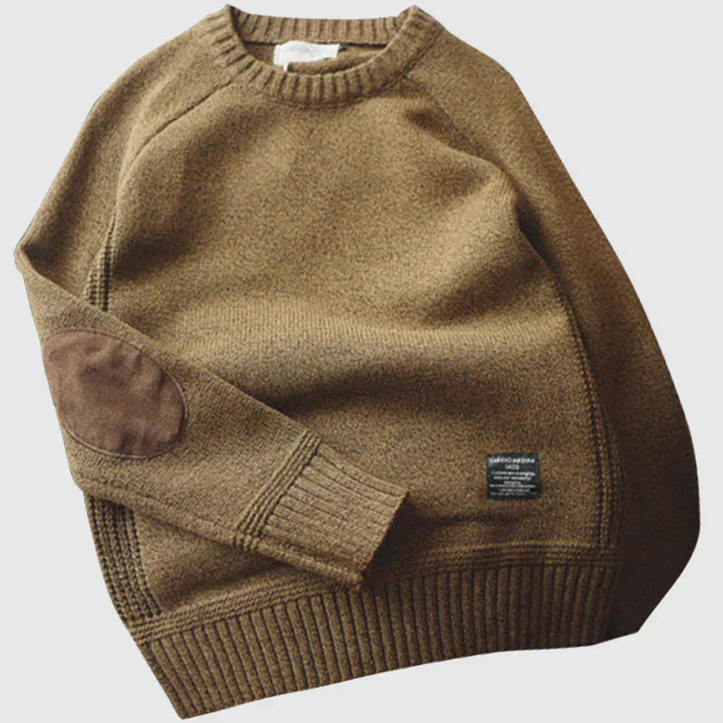Fabian | Herren Klassischer Strickpullover mit Ellbogenpatches für den Winter