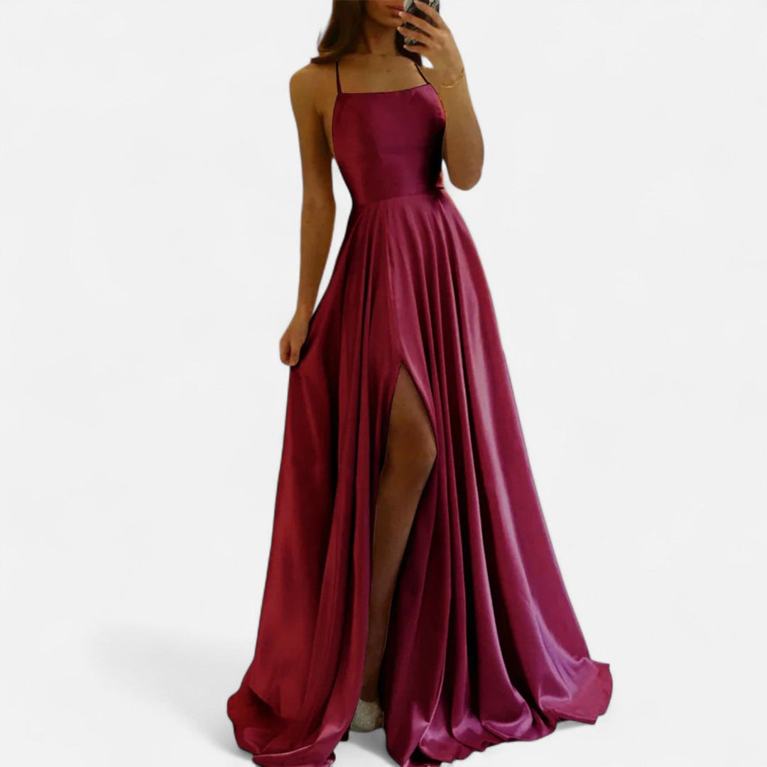 Katharina | Damen Ärmelloses Maxi-Formalkleid mit quadratischem Ausschnitt