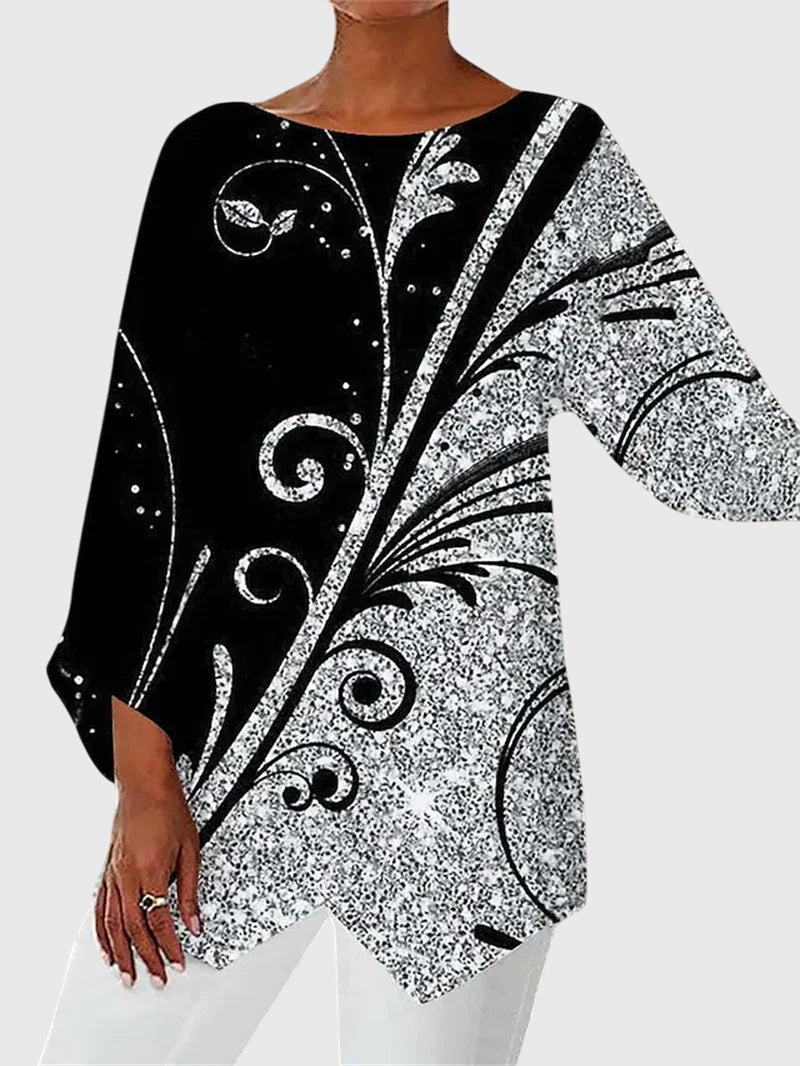 Dorothea | Damen Langarmtop mit Schmetterlingsmuster