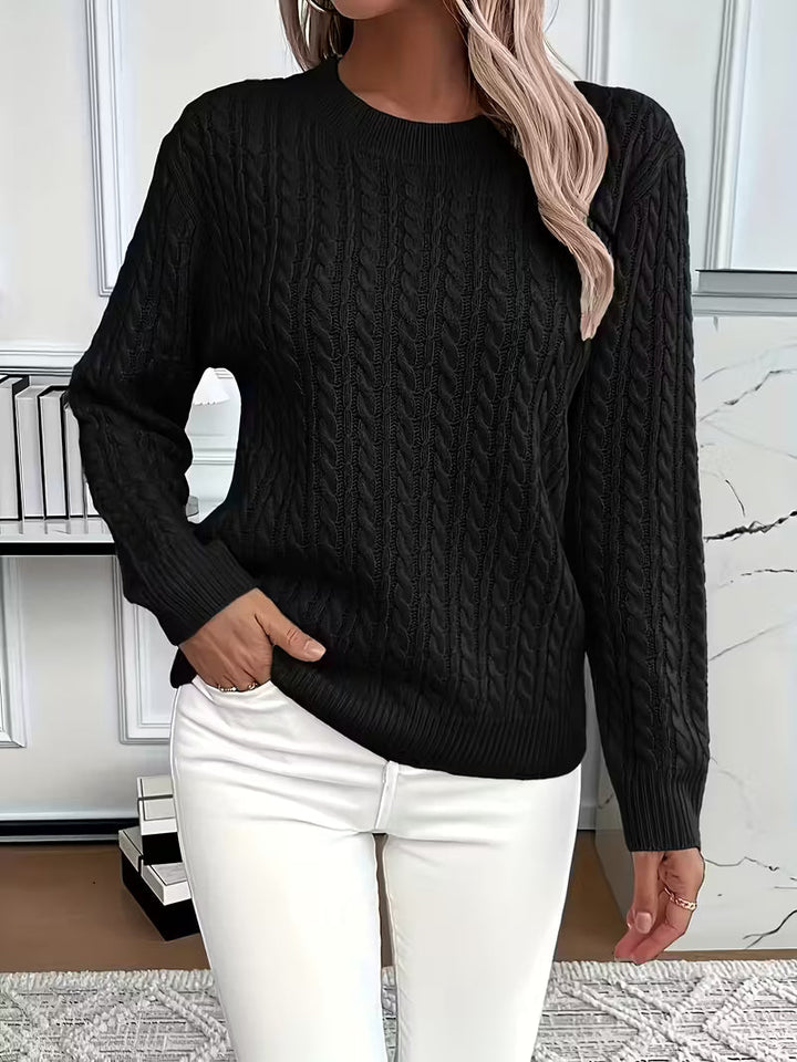 Doris | Damen Gemütlicher Winter-Zopfmuster-Strickpullover