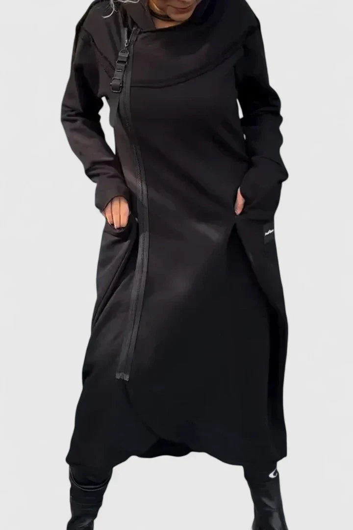 Natascha | Lässiges Langärmeliges Hoodie-Kleid mit Reißverschluss