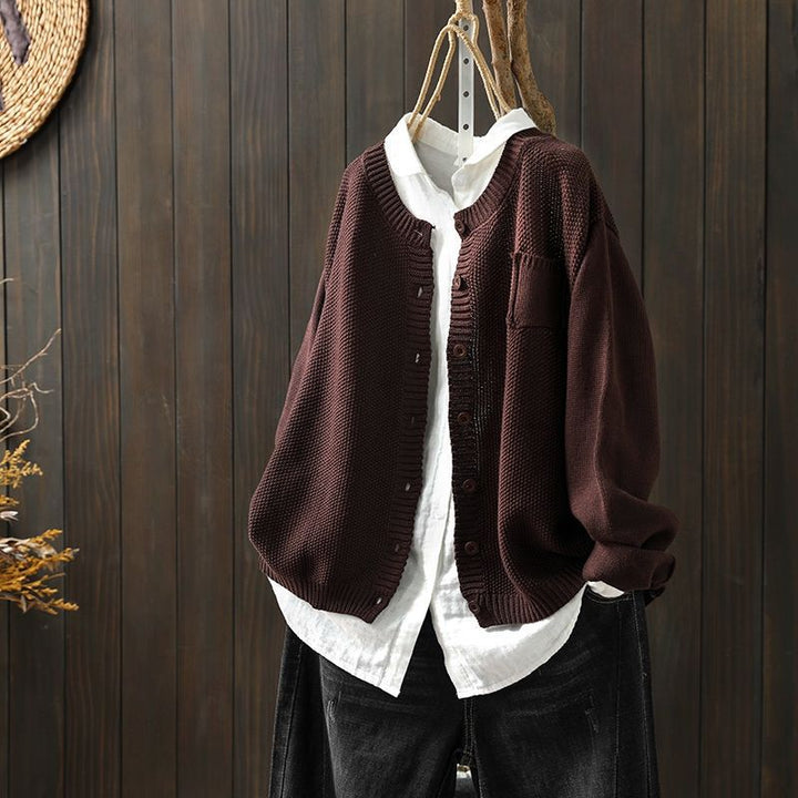 Kerstin | Damen Übergroße Strickjacke mit Knöpfen