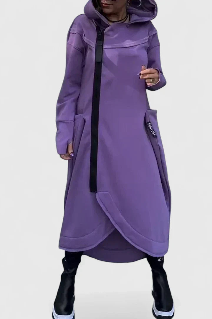 Natascha | Lässiges Langärmeliges Hoodie-Kleid mit Reißverschluss
