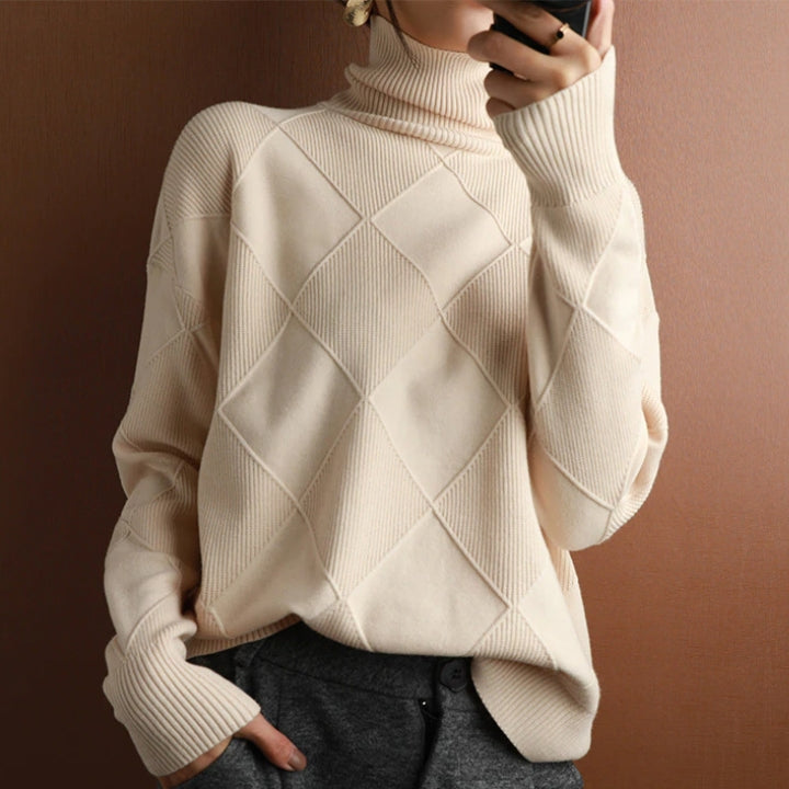 Natalie | Gemütlicher Zopfmuster Rollkragenpullover