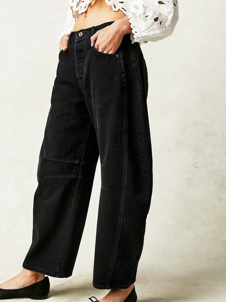 Gabriela | Damen Bedruckte Jeans mit Weitem Bein