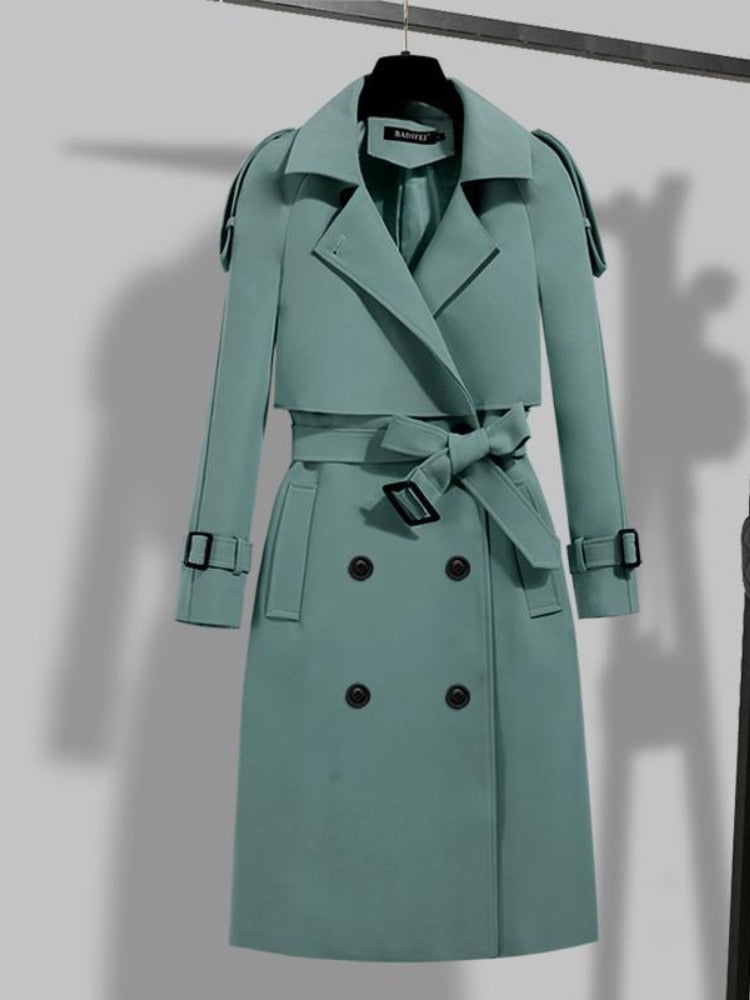 Jana | Damen Moderner Trenchcoat mit Gürtel und Schal