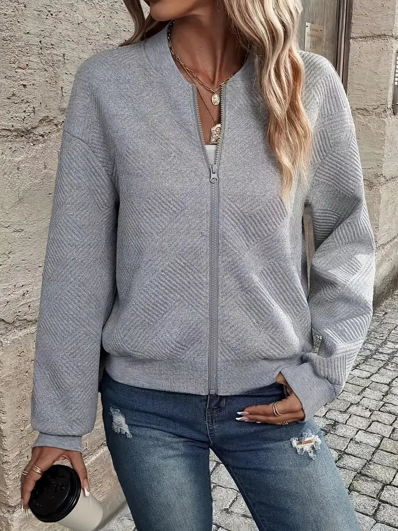 Jessica | Damen Strickjacke mit Reißverschluss und Struktur