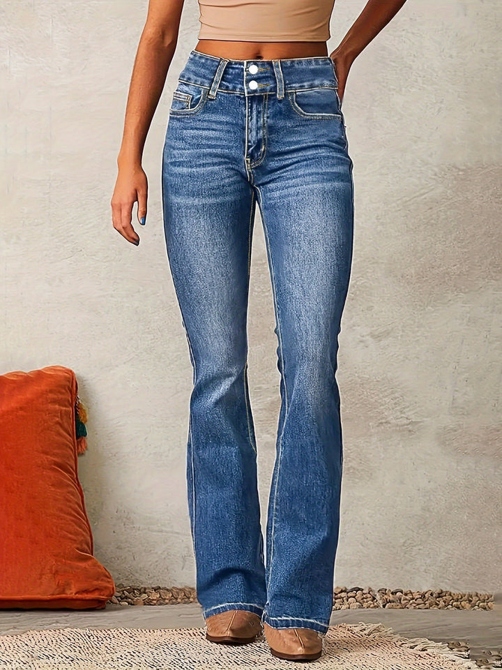 Greta | Damen High-Waist Jeans mit weitem Bein