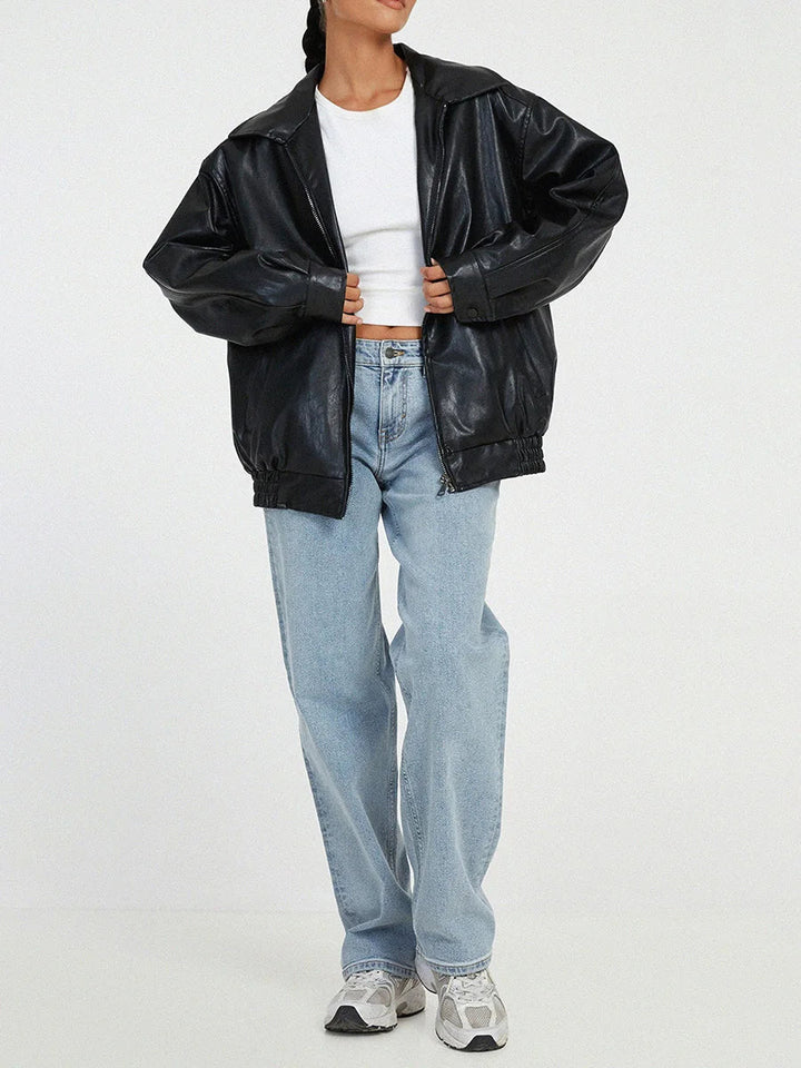 Anna | Damen Modische Lederjacke im Streetstyle