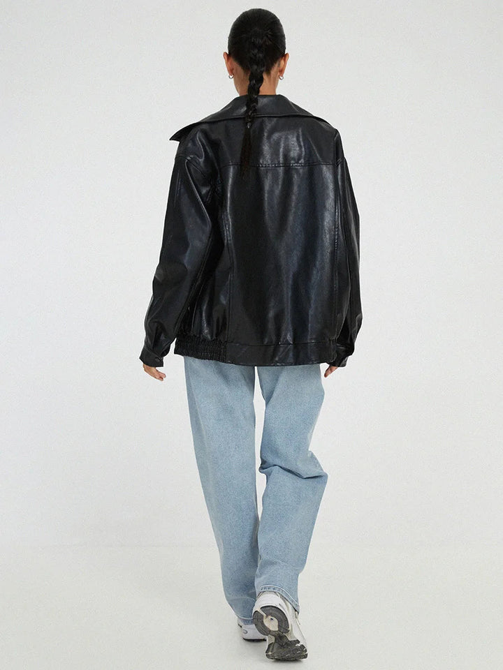 Anna | Damen Modische Lederjacke im Streetstyle