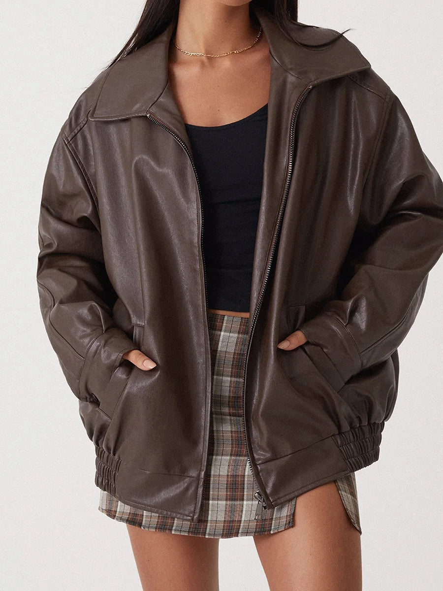 Anna | Damen Modische Lederjacke im Streetstyle