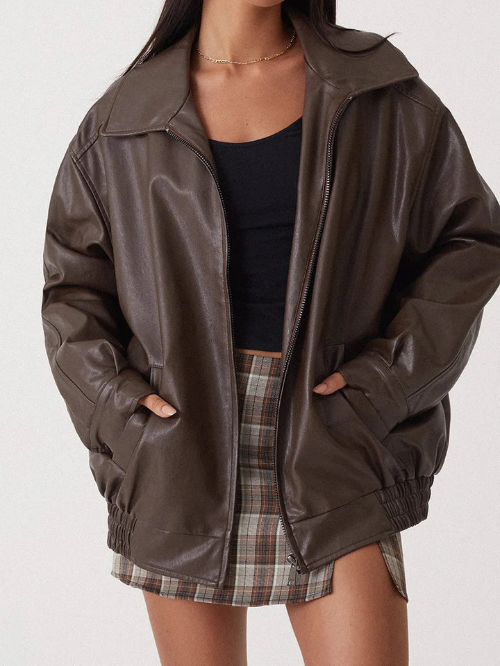 Anna | Damen Modische Lederjacke im Streetstyle