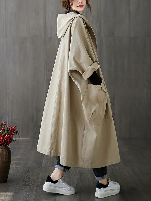 Adelheid | Oversized Hettejakke Lang Casual Kåpe for Kvinner