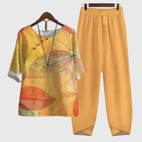 Veronika | Damen Lockeres Zweiteiliges Set mit Schmetterlings-Design