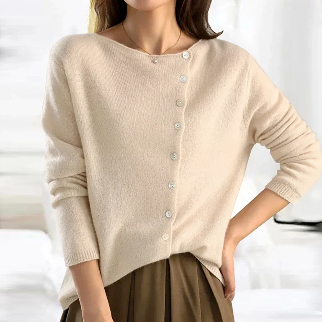 Emilie | Hyggelig V-hals Cardigan med Knapper