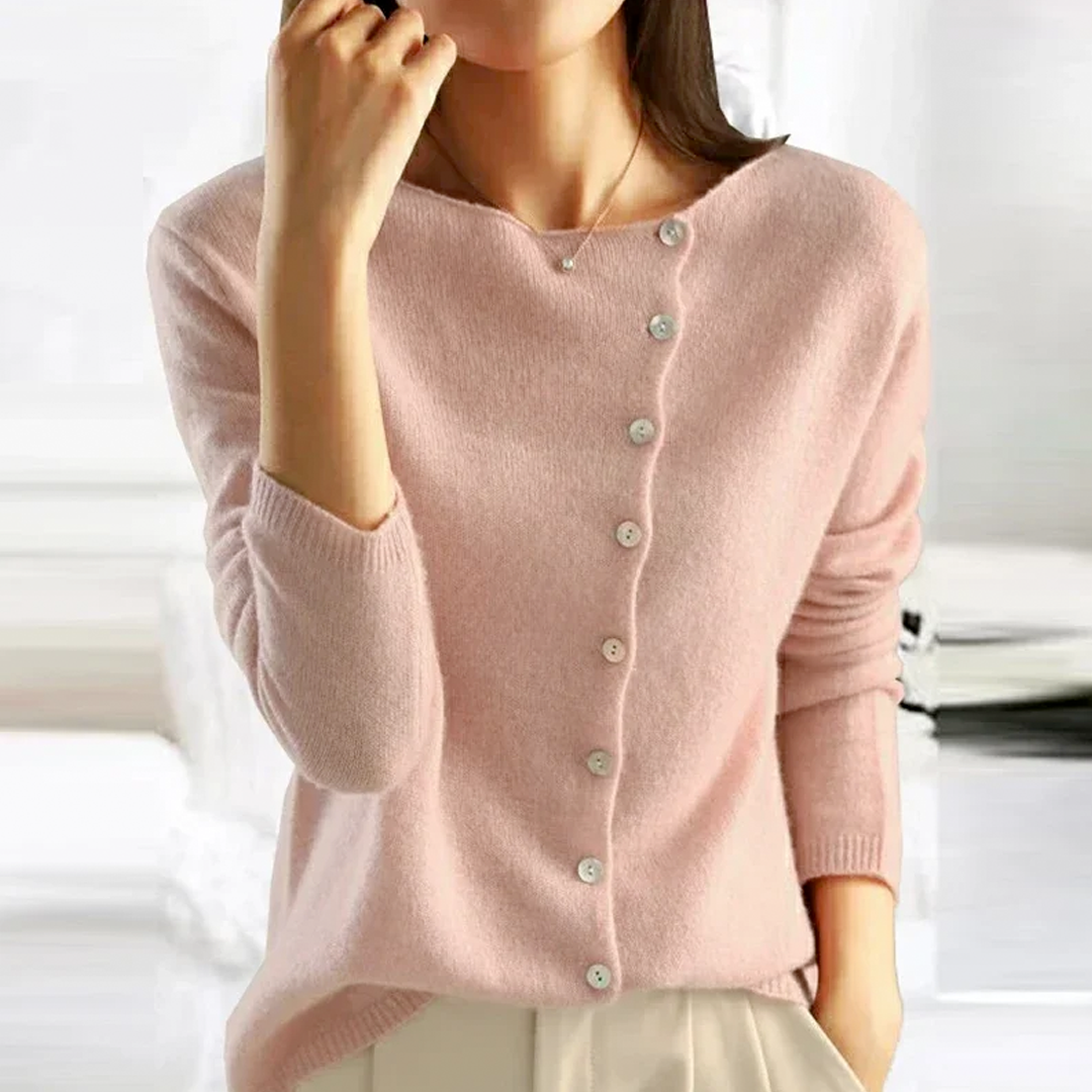 Emilie | Hyggelig V-hals Cardigan med Knapper