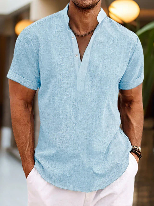 Daniel | Herren Sommer Henley Kurzarm Shirt