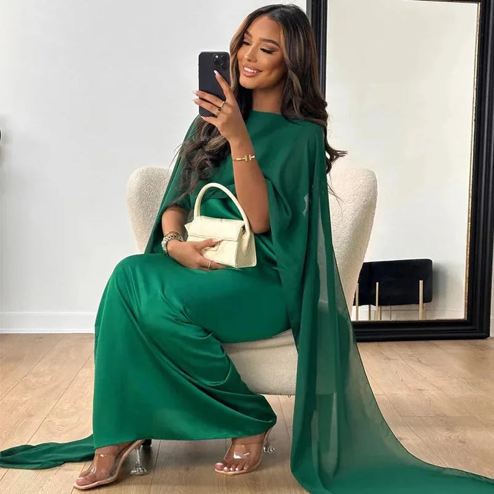 Martina | Damen Cape Maxi Kleid für Hochzeitsgäste