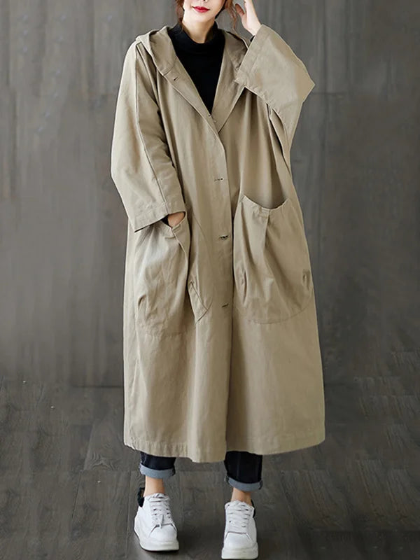 Adelheid | Oversized Hettejakke Lang Casual Kåpe for Kvinner