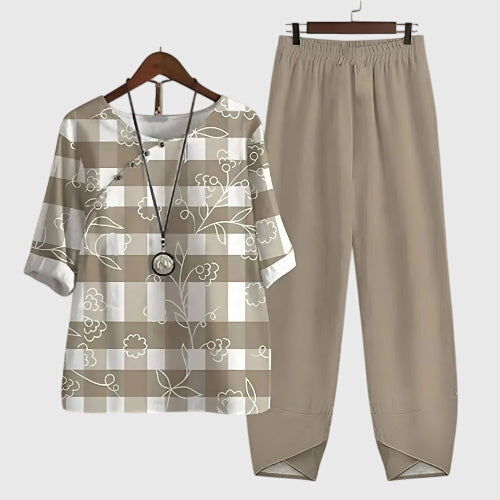 Veronika | Damen Lockeres Zweiteiliges Set mit Schmetterlings-Design