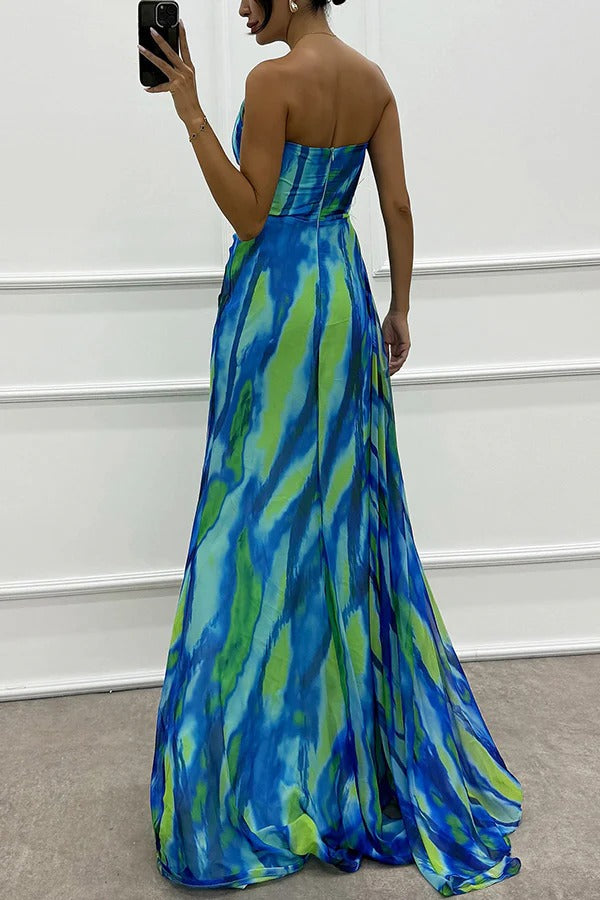 Sabine | Damen Schulterfreies Abendkleid mit hohem Schlitz in Maxilänge
