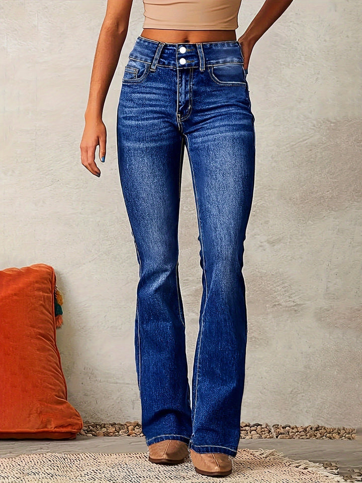 Greta | Damen High-Waist Jeans mit weitem Bein