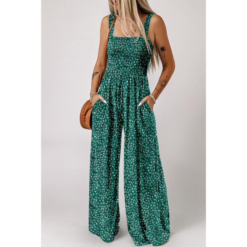 Ursula | Eleganter Damen-Frühlings-Jumpsuit mit Blumenmuster und weitem Bein