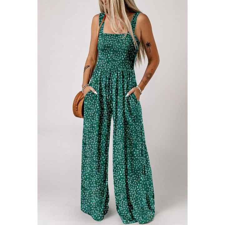 Ursula | Eleganter Damen-Frühlings-Jumpsuit mit Blumenmuster und weitem Bein