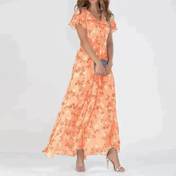 Christina | Elegant Blomstret Sommerkjole Maxi