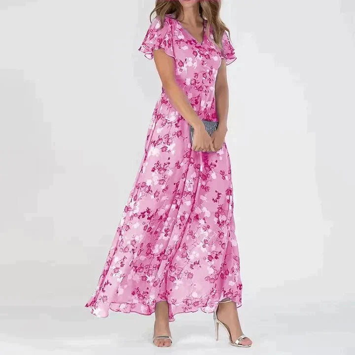 Christina | Elegant Blomstret Sommerkjole Maxi