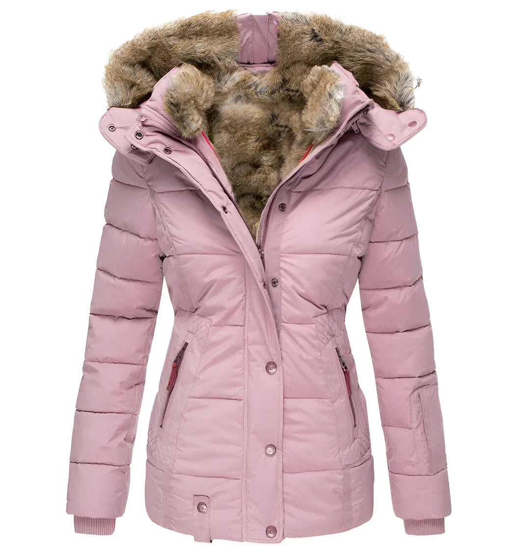 Bettina | Damen Taillierte Winterjacke mit Kapuze