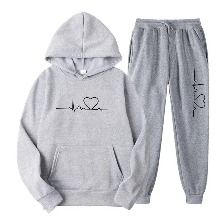 Edith | Damen Hoodie und Jogginghose-Set mit Herzschlagmotiv