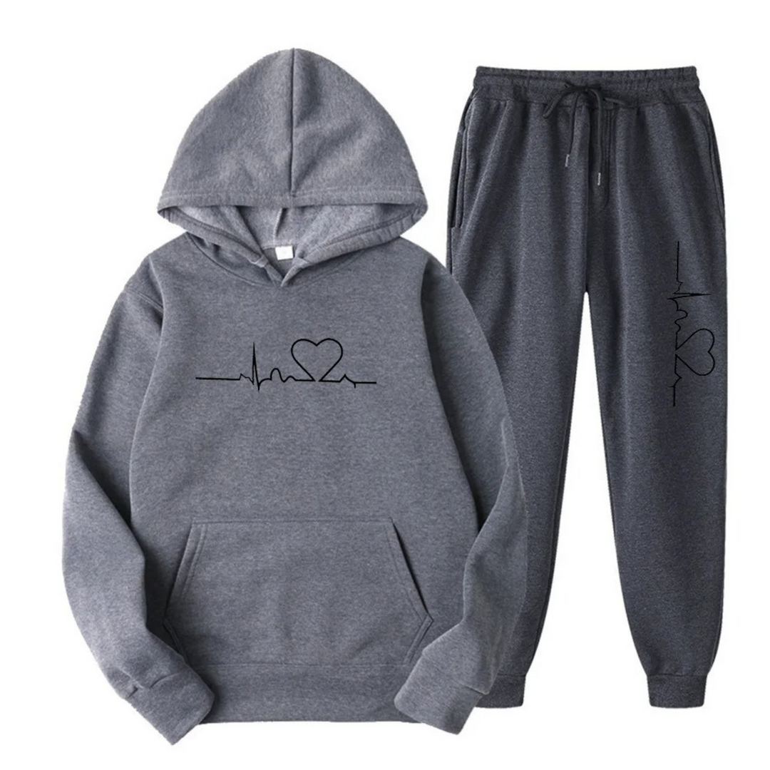 Edith | Damen Hoodie und Jogginghose-Set mit Herzschlagmotiv