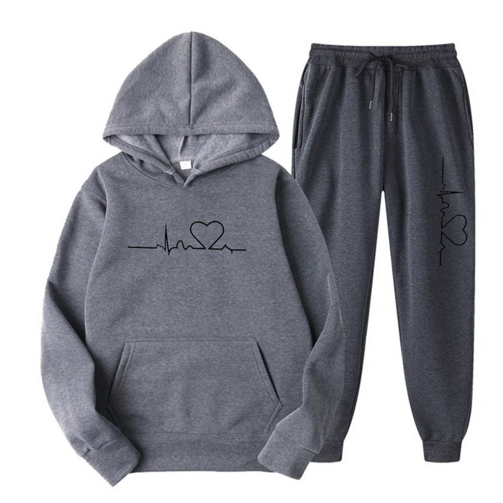 Edith | Damen Hoodie und Jogginghose-Set mit Herzschlagmotiv