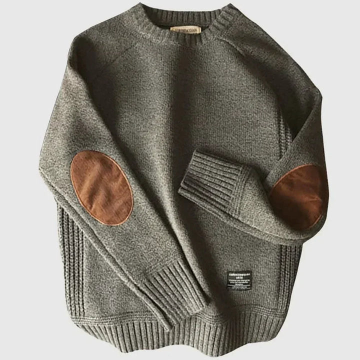 Fabian | Herren Klassischer Strickpullover mit Ellbogenpatches für den Winter