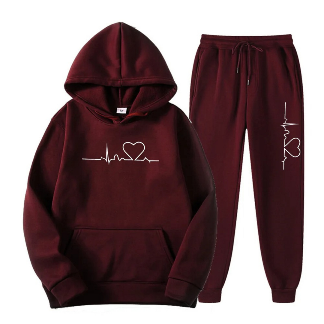 Edith | Damen Hoodie und Jogginghose-Set mit Herzschlagmotiv