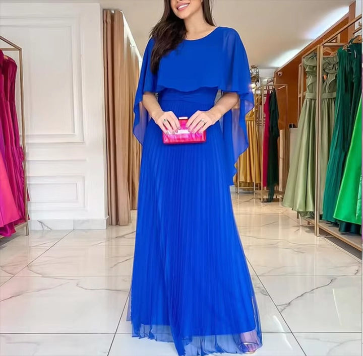 Theresa | Damen Bodenlanges Kleid mit Cape-Ärmeln