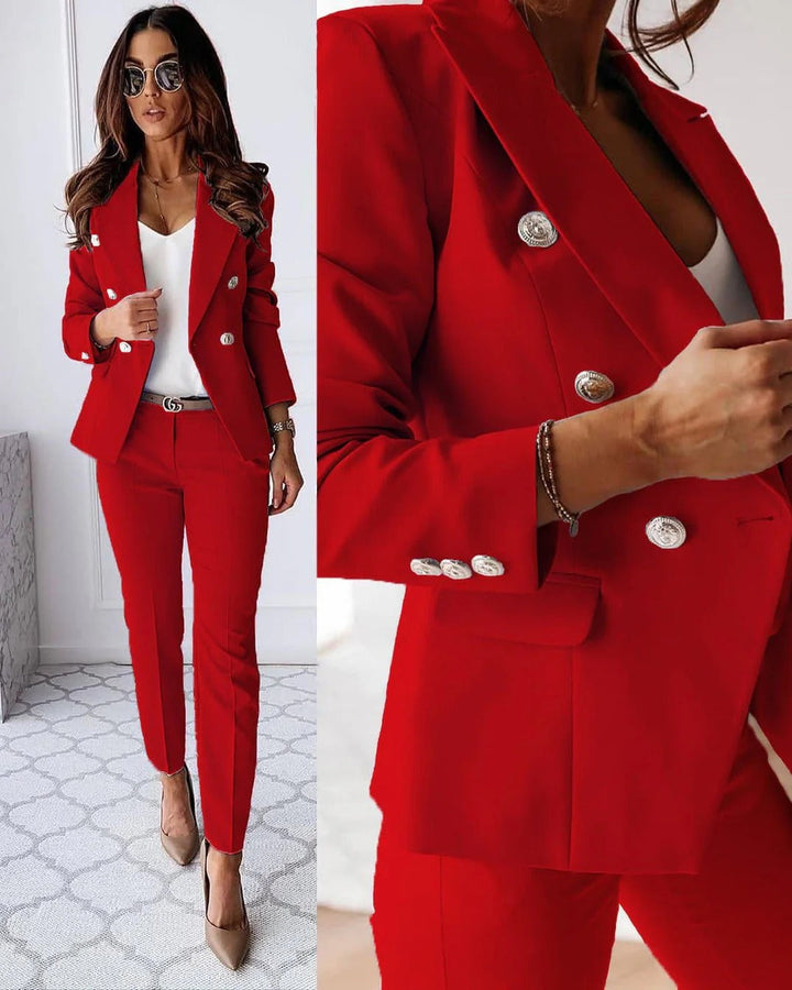 Katharina | Elegant Dame Dobbelt­radet Blazer og Bukse