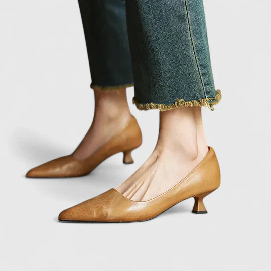 Katharina | Damen Klassische Spitz Zulaufende Pumps Mit Niedrigem Absatz