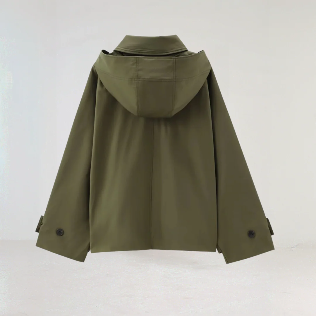 Gabriela | Damen Leichte Wasserfeste Regenjacke mit Knopfleiste