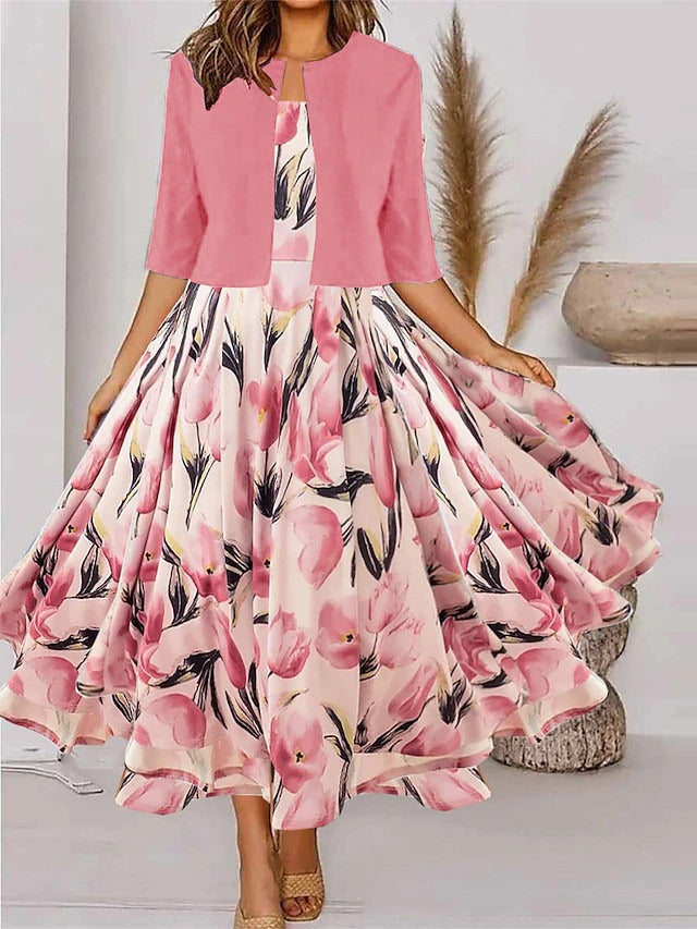 Tamara | Lässiges Damen-Maxikleid-Set mit Blumenmuster