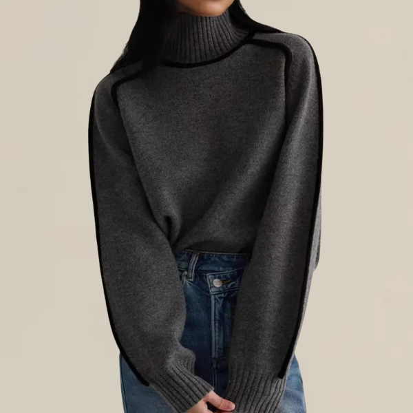 Pauline | Damen Pullover mit hohem Kragen und langen Ärmeln